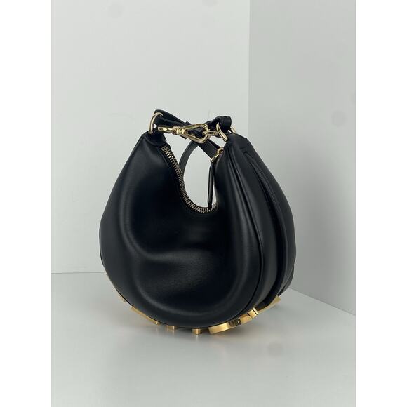 Fendi Handbags - Fendi Vitello Grace Matte Mini Denigrate Hobo Bag Black
